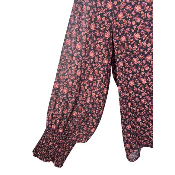 Madewell Orchard Floral Georgette Smocked-Cuff Button-Up Blouse Button-Front 12 - Picture 8 of 13